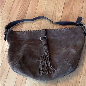 Brown suede coach hobo bag